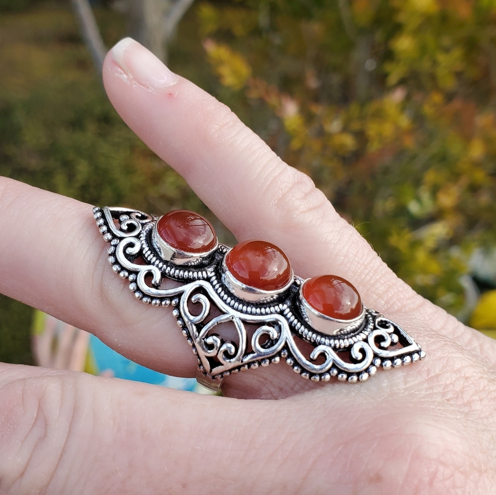 New Huge Unique Carnelian 925 Silver Statement Ring. - Picture 3 of 11